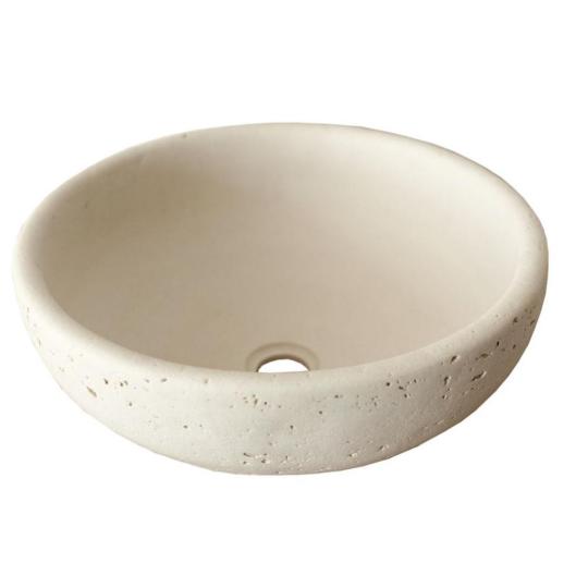 komosdo okruhly vysoky velkorozmerny travertin vapencovi kamen umyvadlo rustikalne mediteransky na pult umiestnitelne kupelna sanitarne zariadenie.jpg